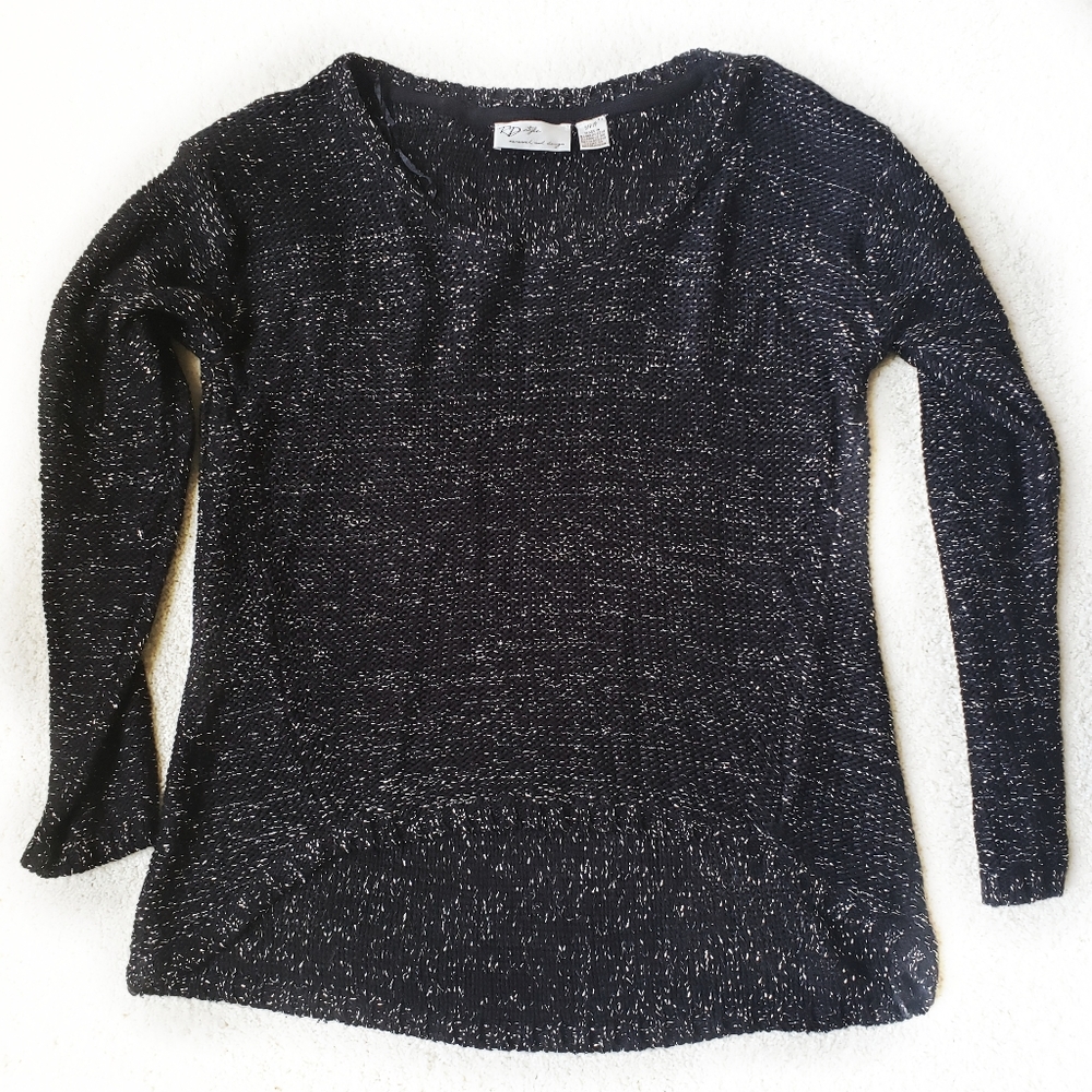 metallic open weave sweater
